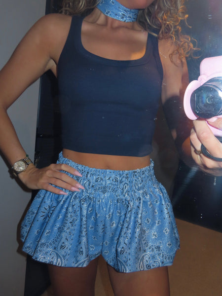 IBIZA LUREX PUFF BALL BANDANA SHORTS & NECK TIE