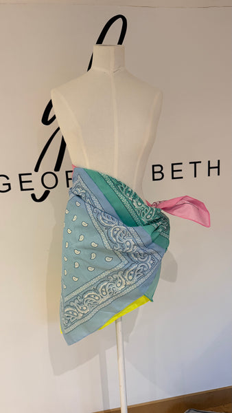 ONE SIZE BANDANA SARONG MINT,PINK, BLUE, YELLOW