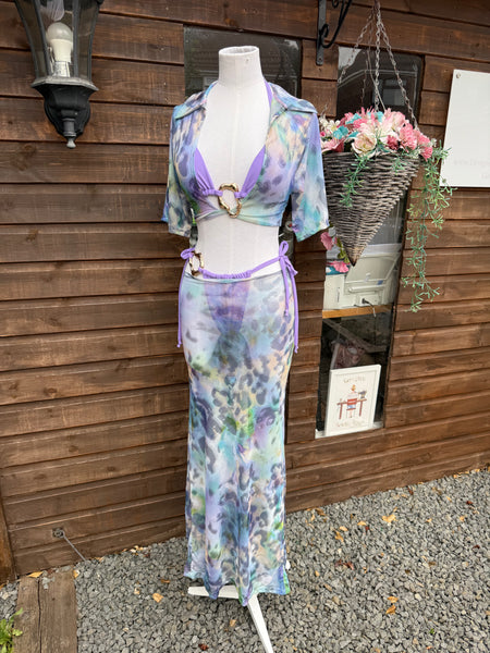 BLUE MULTI LEOPARD TWO PIECE