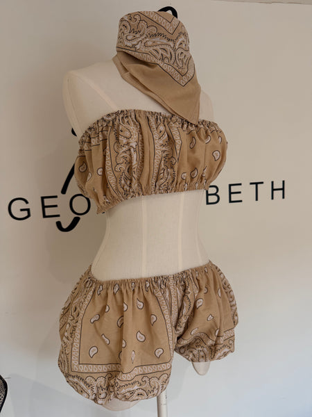 BEIGE MINI BANDANA SET SIZE 8-10
