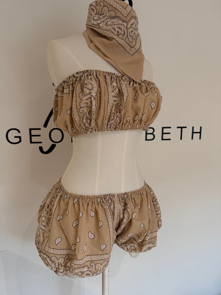 BEIGE MINI BANDANA SET SIZE 8-10