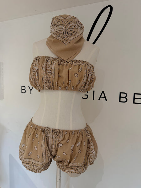 BEIGE MINI BANDANA SET SIZE 8-10